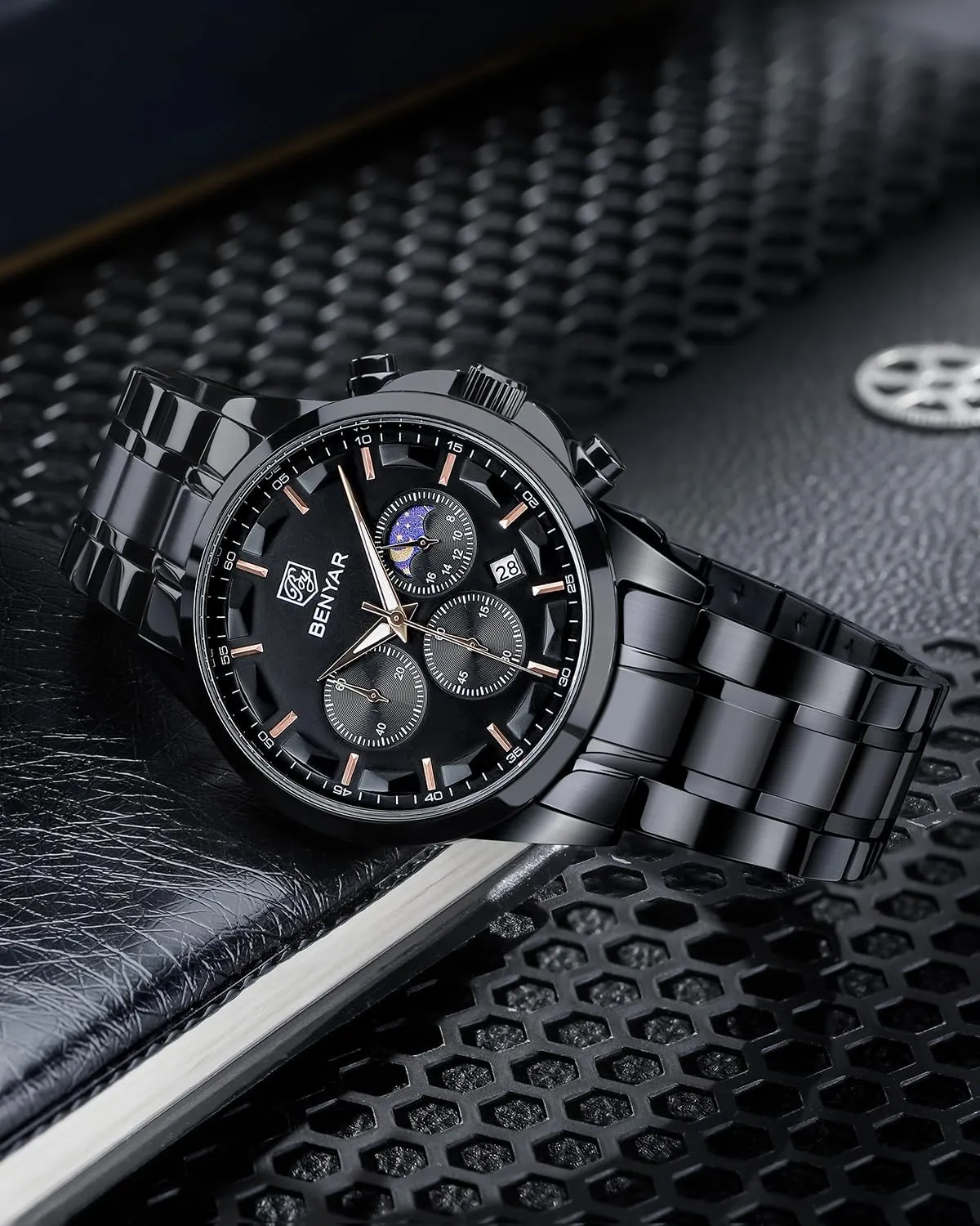 Watch Silver Watch Quartz Chronograph elaborate nervous dioxide aloof mosaic Date Men's Wrist Watches Stainless Steel Casual Luxury Gifts for Men Unique Mens Dress Watch BY BENYAR Watches for Men Analog Watch Mens Watches Waterproof 