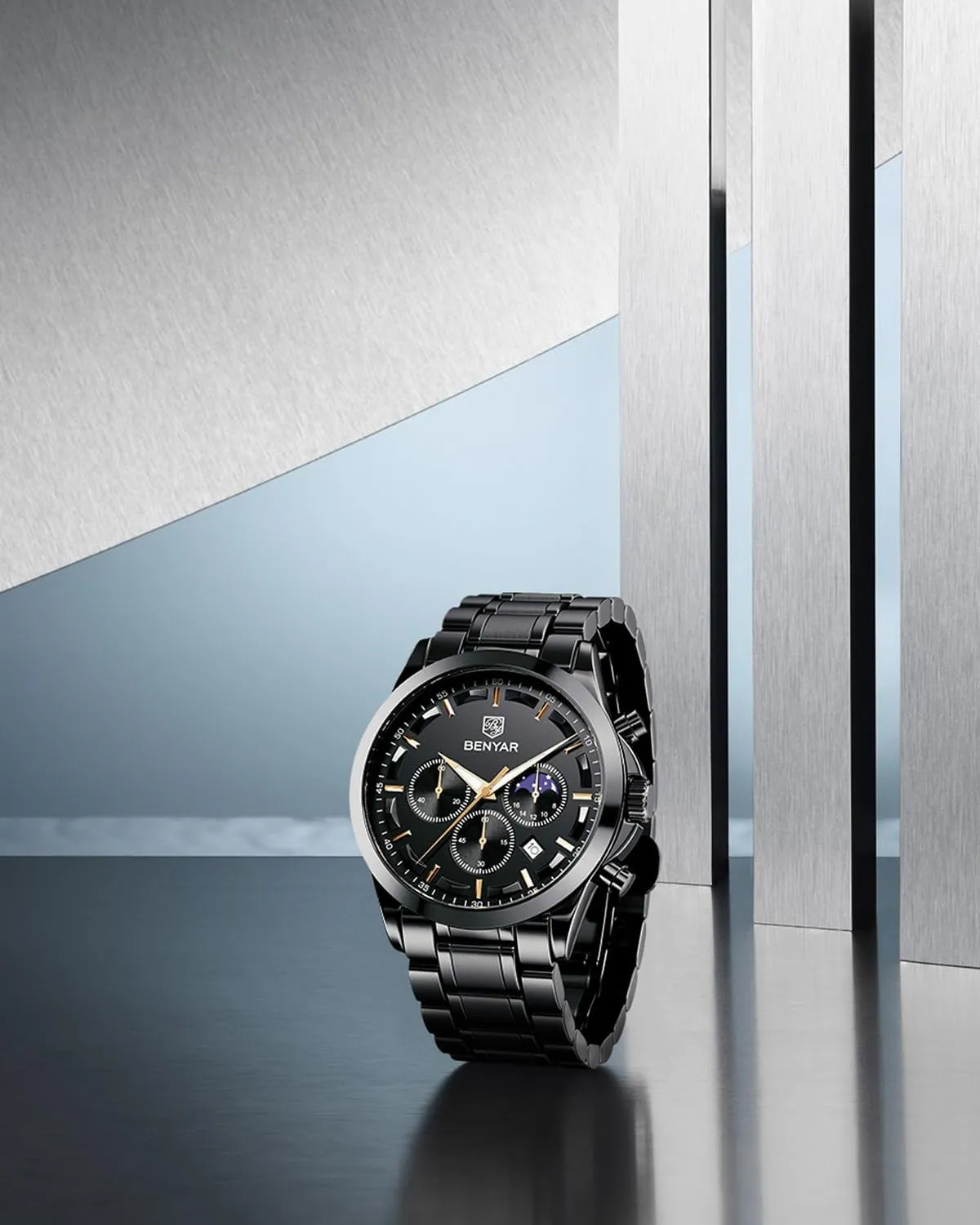 Watch Silver Watch Quartz Chronograph elaborate nervous dioxide aloof mosaic Date Men's Wrist Watches Stainless Steel Casual Luxury Gifts for Men Unique Mens Dress Watch BY BENYAR Watches for Men Analog Watch Mens Watches Waterproof 
