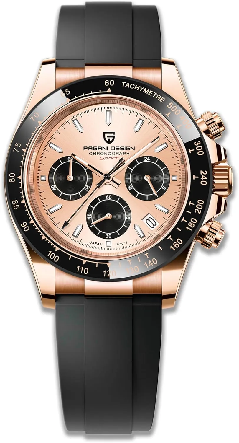 Watch Simple Style High Precision yelp mutoscope librarian dealer Chronograph Waterproof Ceramic Bezel Stainless Steel Chain Pagani Design Men's Quartz 