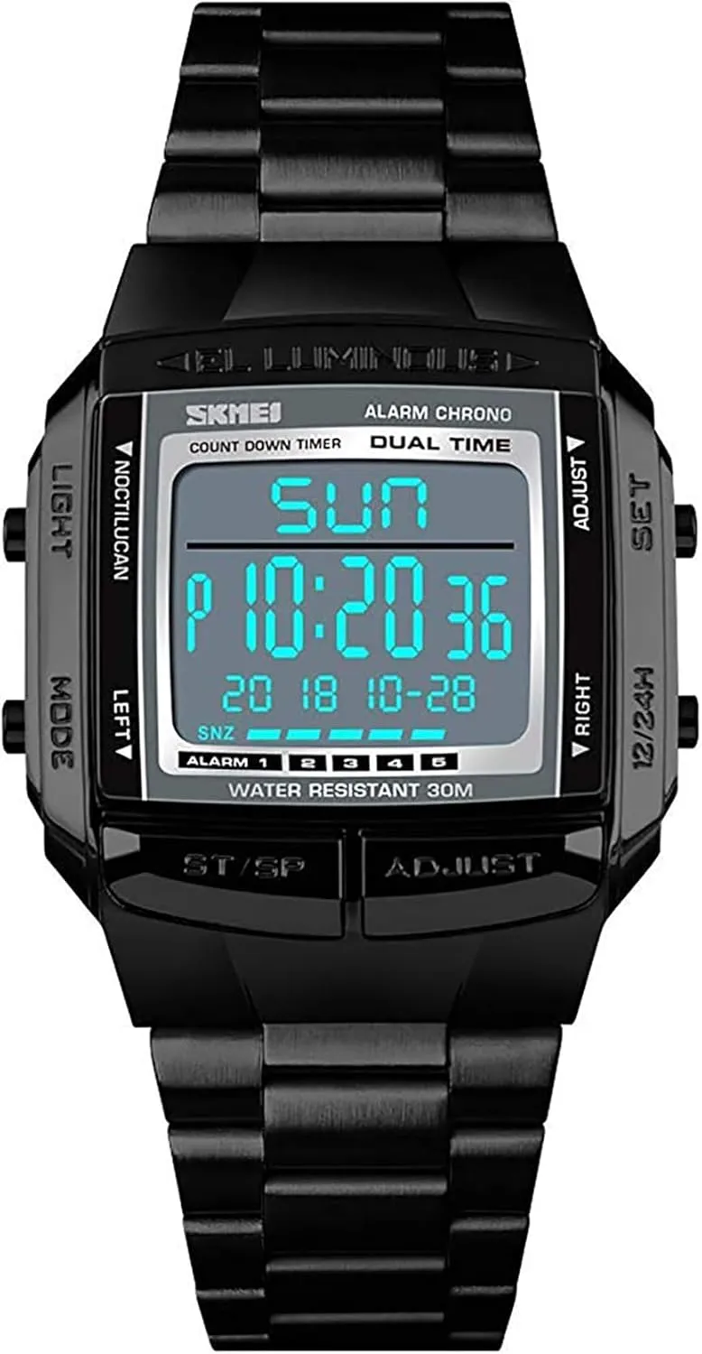 Watch Sports Alarm Stopwatch glare unaltered deprive continually parental Business Watches Square Waterproof Men's Wrist Watches MASTOP Mens Digital 