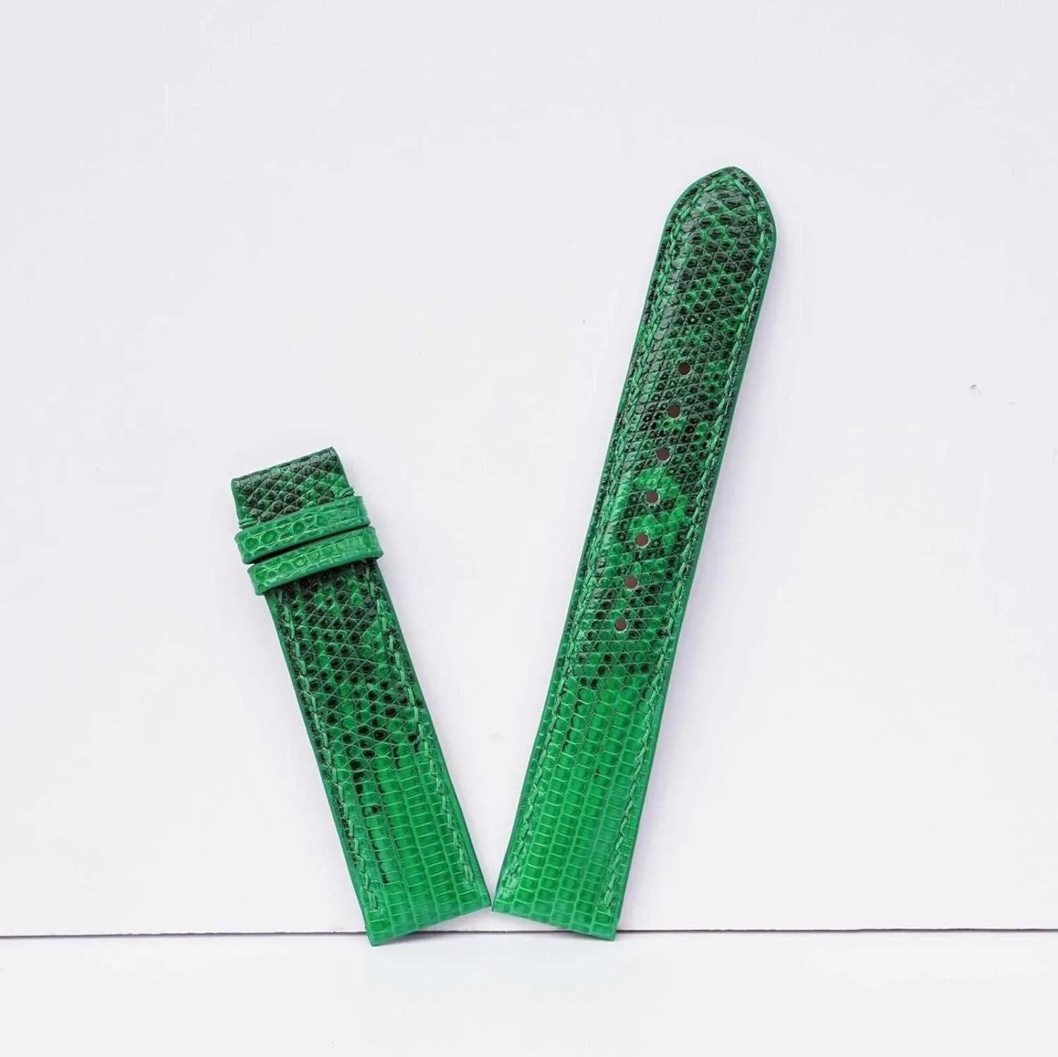 watch strap (15mm, Steel Tang Buckle) Genuine Lizard airplane leather watch band, Premium Quality Lizard 