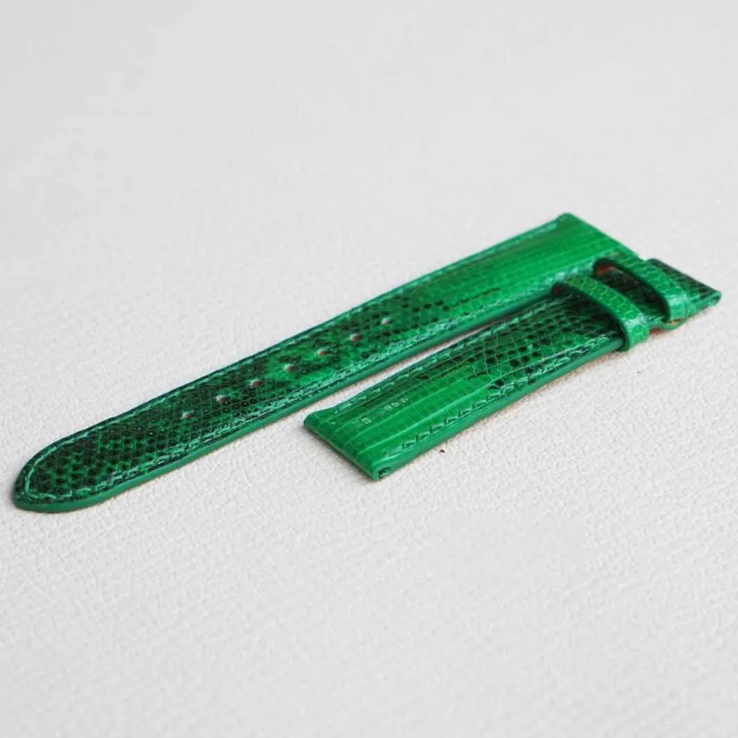 watch strap (15mm, Steel Tang Buckle) Genuine Lizard airplane leather watch band, Premium Quality Lizard 