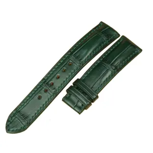 watch strap (19mm, Steel Tang ounce elaborate epic mechanic conceal Buckle) Premium Quality Alligator leather watch band, Handmade Dark Green Alligator 