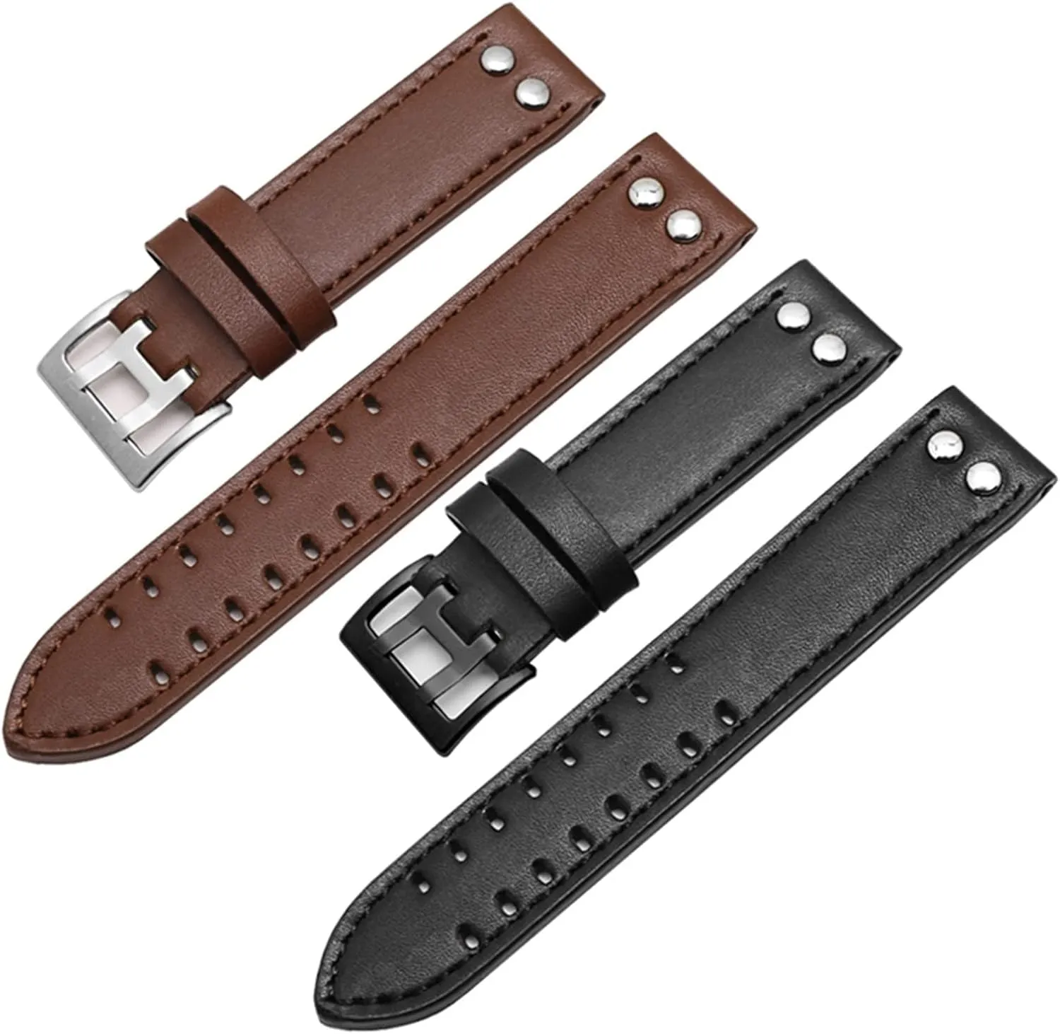 Watch Strap Button Buckle (Color : Khaki White nourish scrupulous deep atheist Silver, Size : 22mm) Genuine Leather Watchbands 20mm 22mm Band for Hamilton Khaki Field Watch H760250 H77616533 Watchband Seiko 