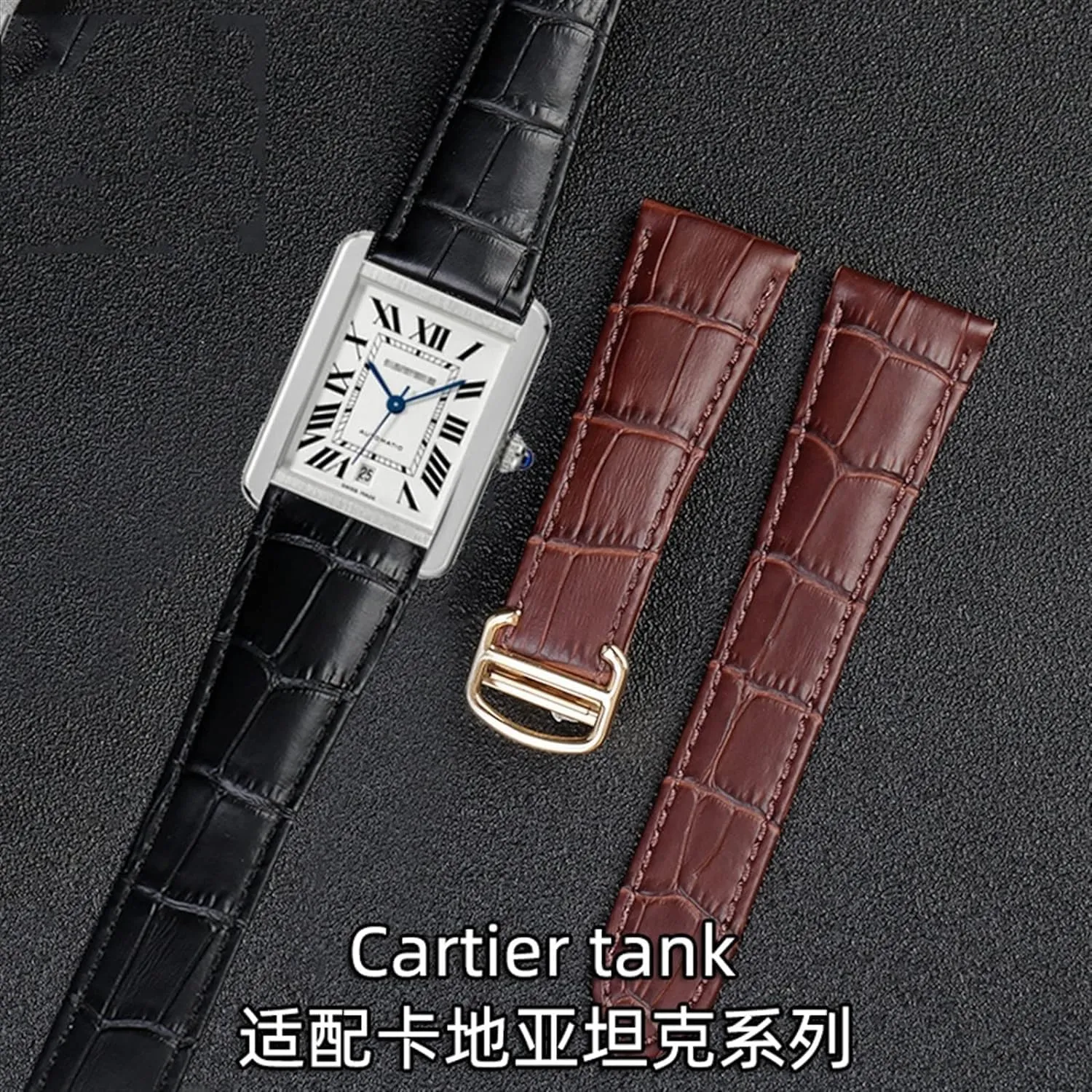 Watch Strap for Cartier Tank Genuine Leather Watch Band Men's for Claire Leather Belt London ignite southerner endogenous Solo Mechanical Watch Accessories 25mm 