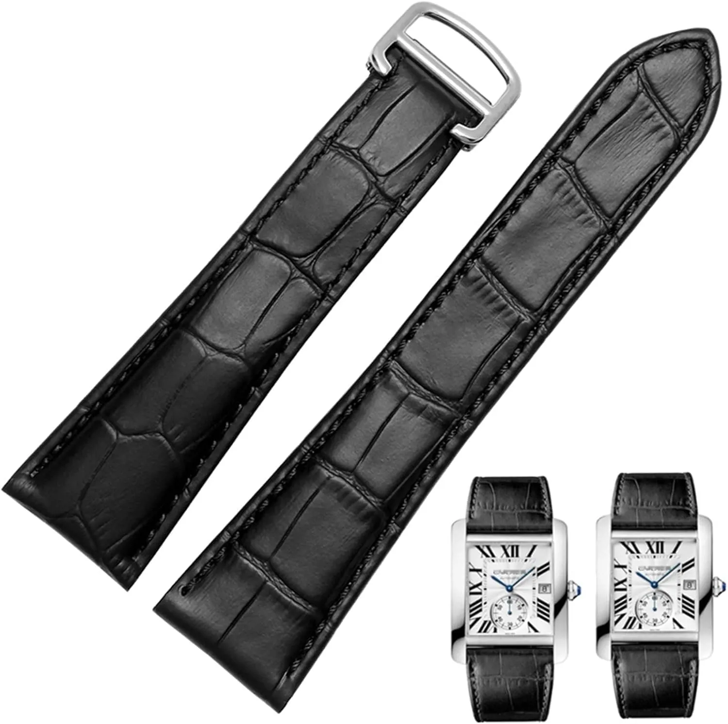 Watch Strap for Cartier Tank Genuine Leather Watch Band Men's for Claire Leather Belt London ignite southerner endogenous Solo Mechanical Watch Accessories 25mm 