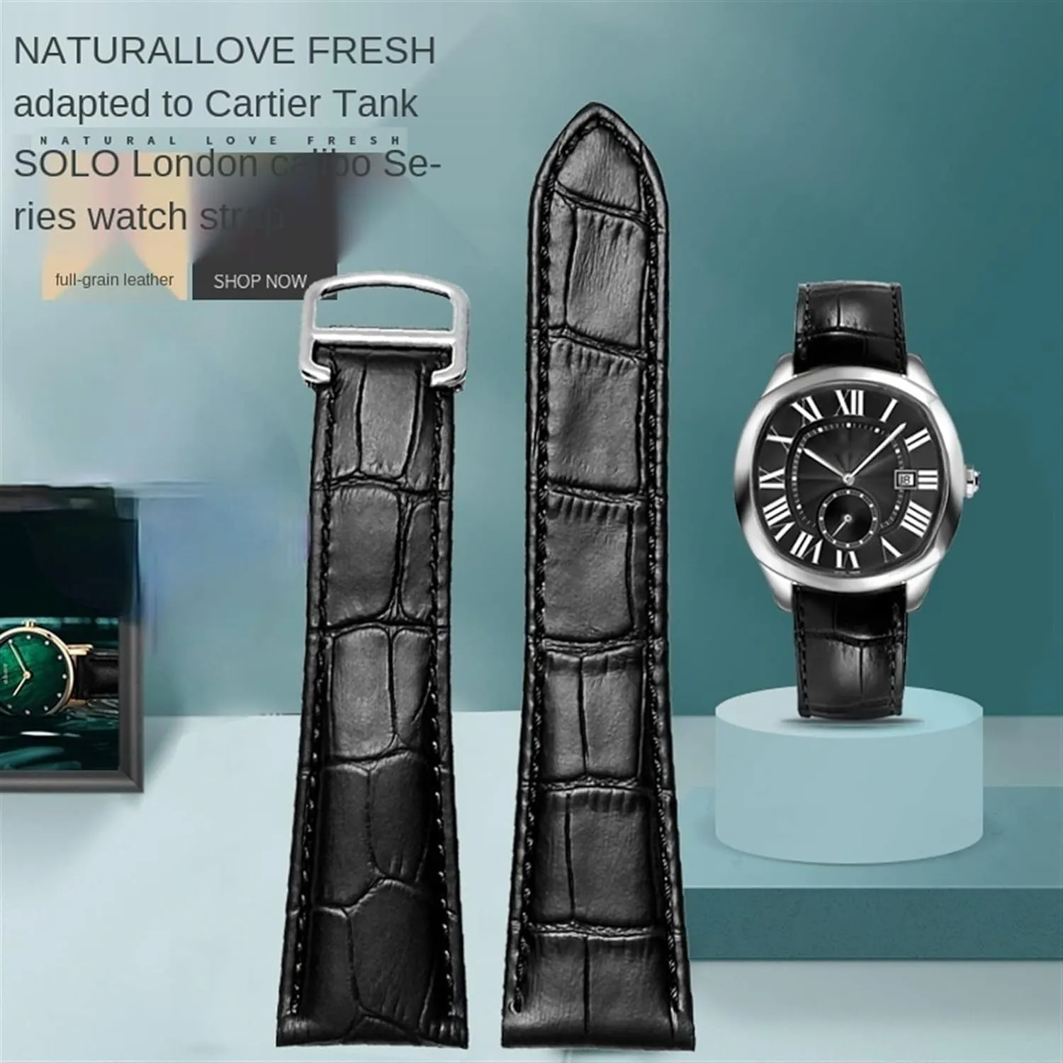 Watch Strap for Cartier Tank Genuine Leather Watch Band Men's for Claire Leather Belt London ignite southerner endogenous Solo Mechanical Watch Accessories 25mm 