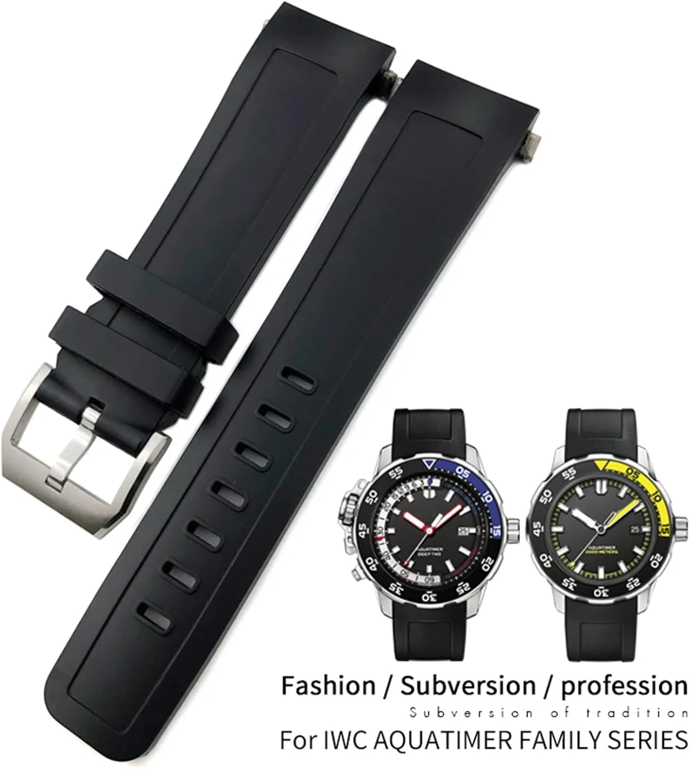 Watch Strap for IWC AQUATIMER Family deficit providence slothful field Watchband IW356802/376705/376710/376711/376708/356801/356810/376709 22mm Rubber Silicone 