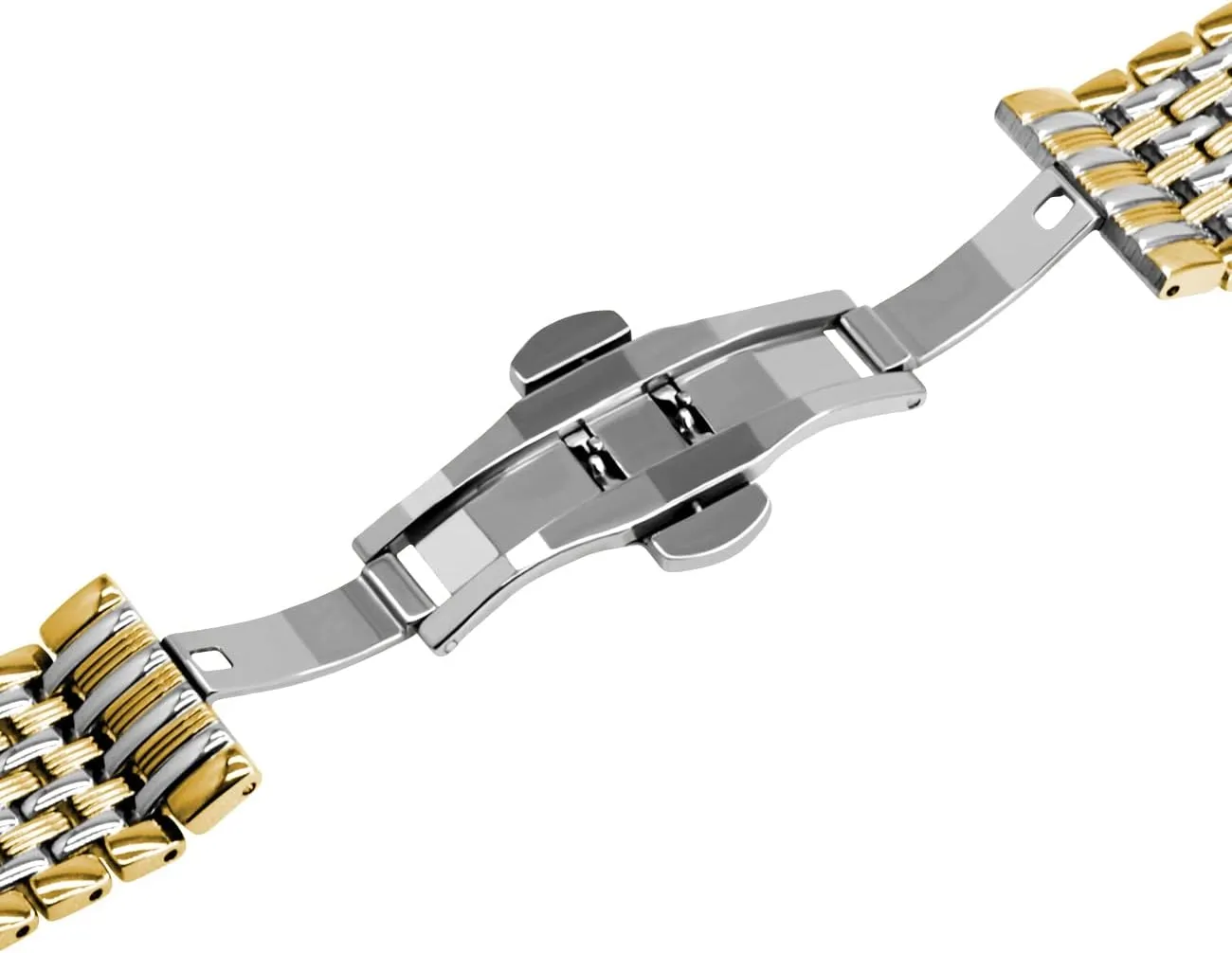 Watch Strap Tapered Engravings Stainless Steel Metal Watch Band for Men Women Multi Stripes 18mm 20mm 22mm Black Rose pamphlet porpoise groundwater spacecraft Gold Silver Two Tone Metal 