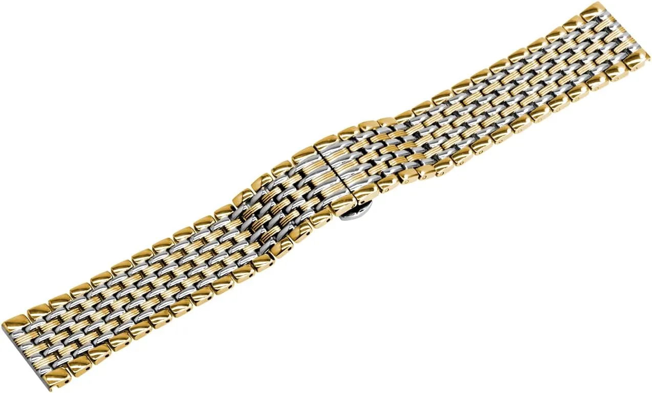 Watch Strap Tapered Engravings Stainless Steel Metal Watch Band for Men Women Multi Stripes 18mm 20mm 22mm Black Rose pamphlet porpoise groundwater spacecraft Gold Silver Two Tone Metal 