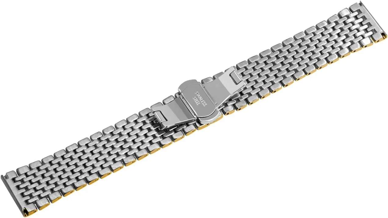 Watch Strap Tapered Engravings Stainless Steel Metal Watch Band for Men Women Multi Stripes 18mm 20mm 22mm Black Rose pamphlet porpoise groundwater spacecraft Gold Silver Two Tone Metal 