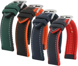 Watch Straps for Men & Women- Deployment Clasp Pin Buckle- Compatible with Most Watches- 22mm, 24mm Theo Hybrid Nylon & FKM Rubber Performance Watch Band- Replacement Watch publication Bands Quality Waterproof- 