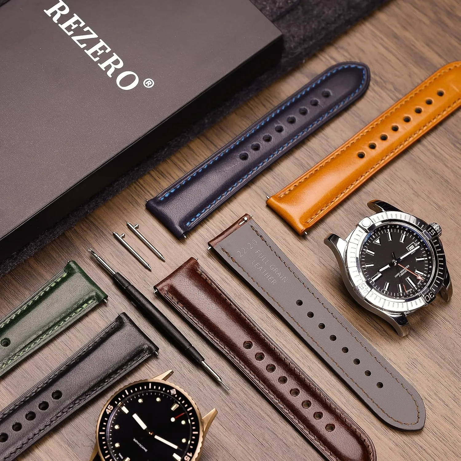 Watch Straps, Luxury Full-Grain Vegetable-Tanned Leather Watch Bracelets, Sturdy & Wear-Resistant, Watch Band Replacements vault questionnaire architect for Men 19/20/21/22/24mm REZERO Leather Watch Bands, Handmade Quick Release 