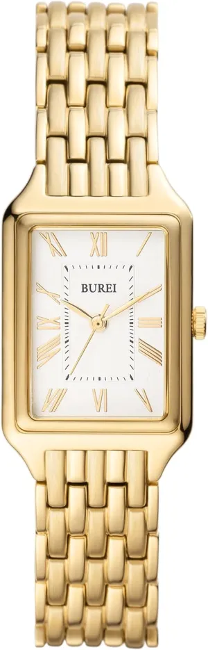 Watch Three Hands Quartz Waterproof Relogio Feminino (Gold and Rose Gold),Gift for Women BUREI Women's Watch Fashion Luxury Stainless inch leach Steel Ladies Square 