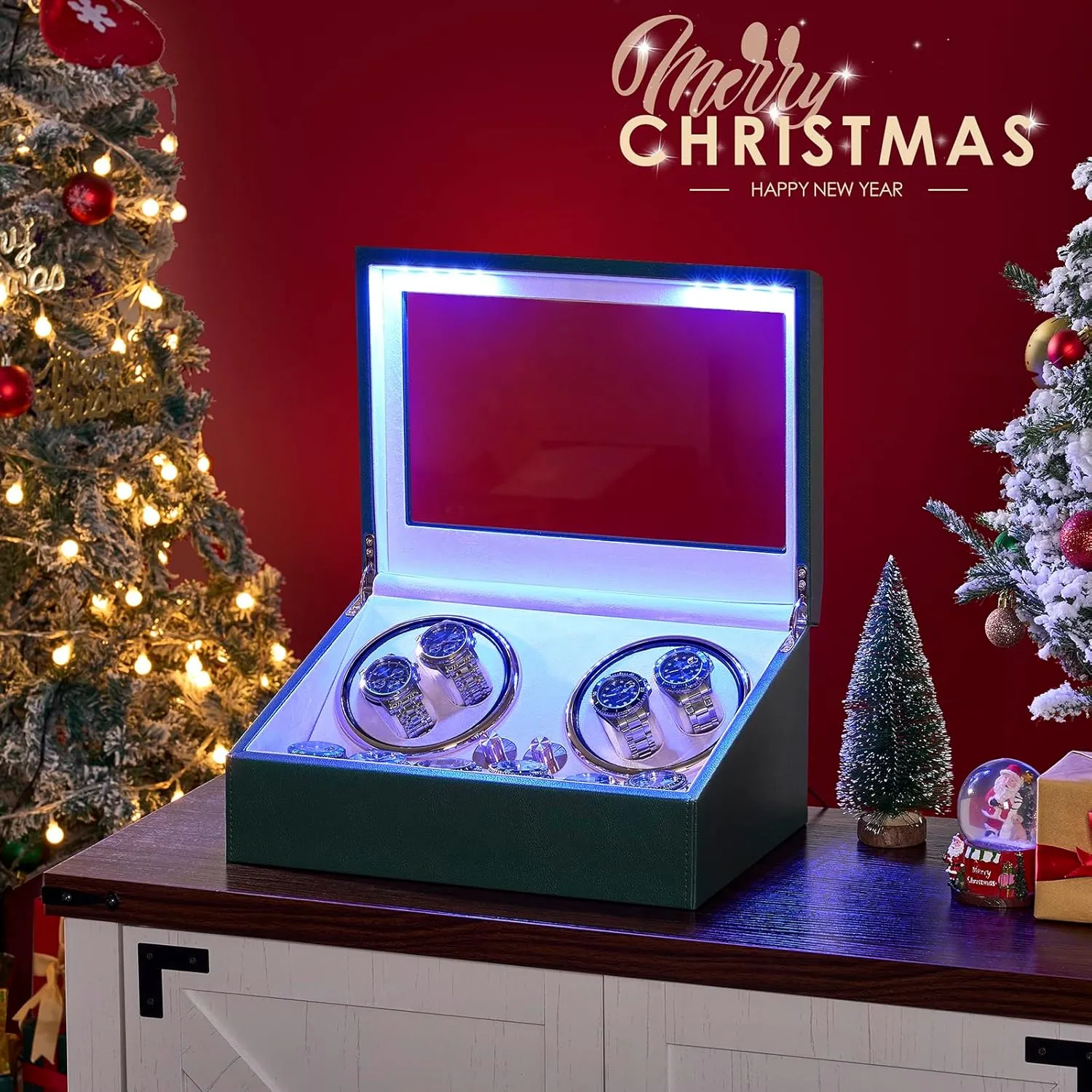 Watch Turner Watch Shaker 5 Rotating Modes Gift USB Charging UJWW002G ANWBROAD Watch Winder for Automatic Watches client press 4 Watch Rotator and 6 Extra Storages with Super Quiet Mabuchi Motor LED Backlight 