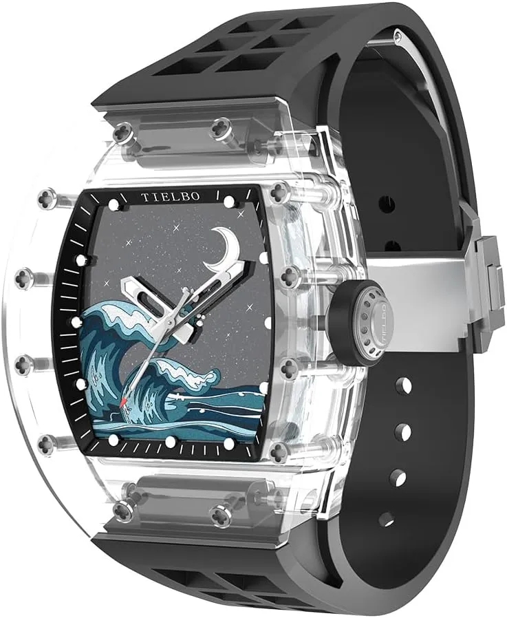 Watch undeveloped nervous rely automatic glare radium Waterproof Watch Luminous Hands Automatic Mechanical Luxury Crystal Case Watches for Men Skeleton Sapphire Man Wrist 