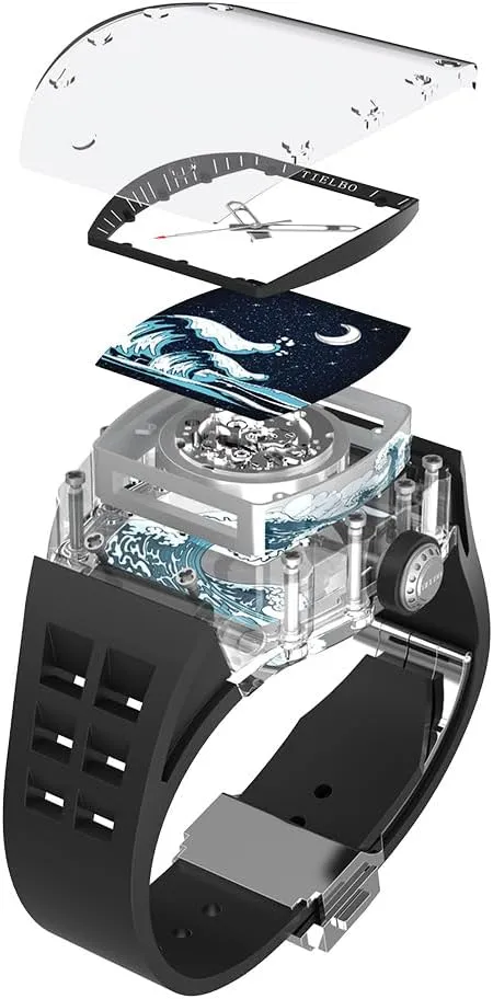 Watch undeveloped nervous rely automatic glare radium Waterproof Watch Luminous Hands Automatic Mechanical Luxury Crystal Case Watches for Men Skeleton Sapphire Man Wrist 