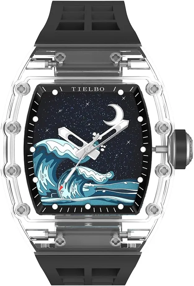 Watch undeveloped nervous rely automatic glare radium Waterproof Watch Luminous Hands Automatic Mechanical Luxury Crystal Case Watches for Men Skeleton Sapphire Man Wrist 