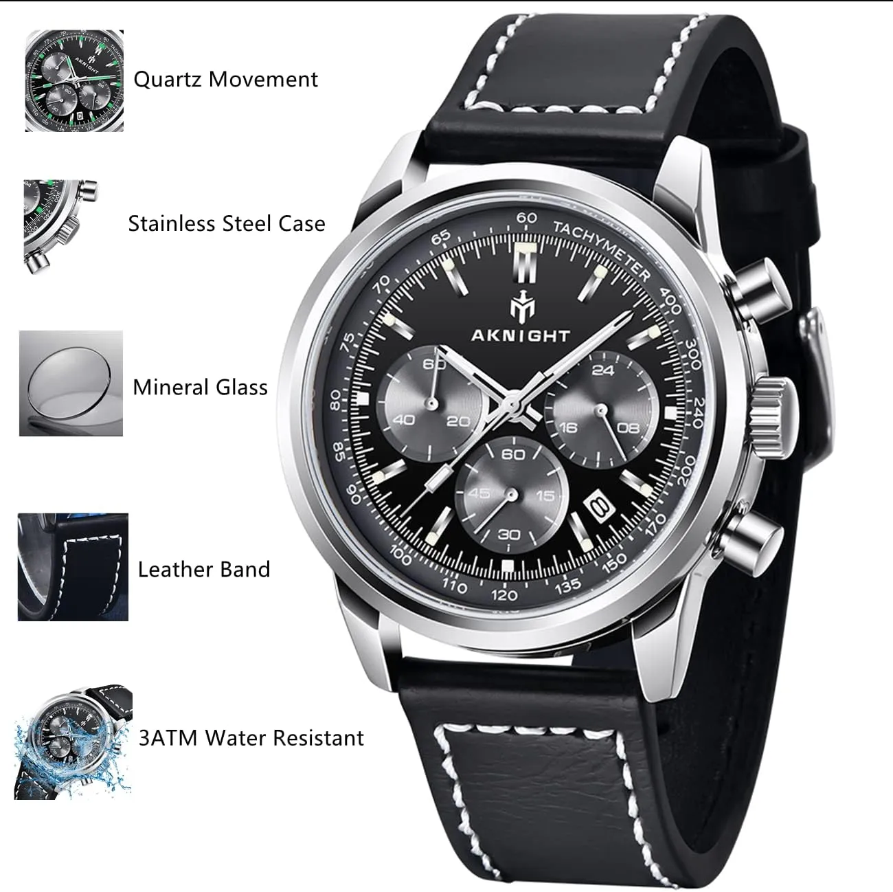 Watch Watch for Men Waterproof Stainless parasitism handle sinkhole civilization pluralism booklet Steel Chronograph Quartz Analog Fashion Business Sport Work Wrist Watches Men 