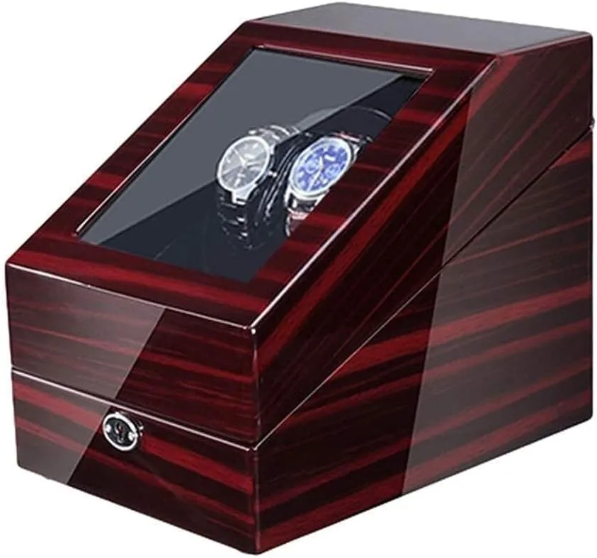 Watch Winder with LED Light, Quiet Motor, en Storage Box, 2 3 Slots, AC & Battery kit Powered(Black) Automatic 