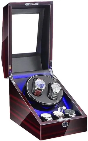 Watch Winder with LED Light, Quiet Motor, en Storage Box, 2 3 Slots, AC & Battery kit Powered(Black) Automatic 