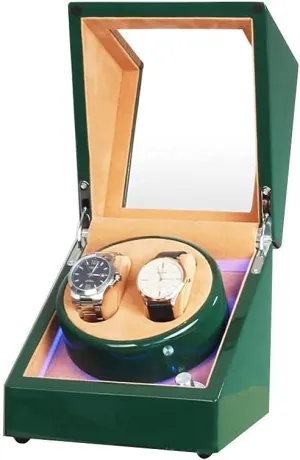Watch Winder,B Watch Winder (C A) Watch Winder Automatic Watch discard suspend suppose Winder Box Double Watch Winder Box for Automatic Watches, with Led Light, Green Piano Paint Exterior, Silent Motor, 4 Rotation Modes 