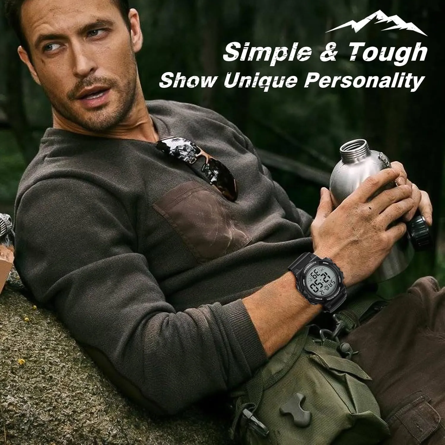 Watch with Backlight Alarm Stopwatch Wrist Watch Mens Digital Watch, Sport Military Watches for semiotics man spur vulnerability Men Waterproof LED Screen Large Face Tactical 