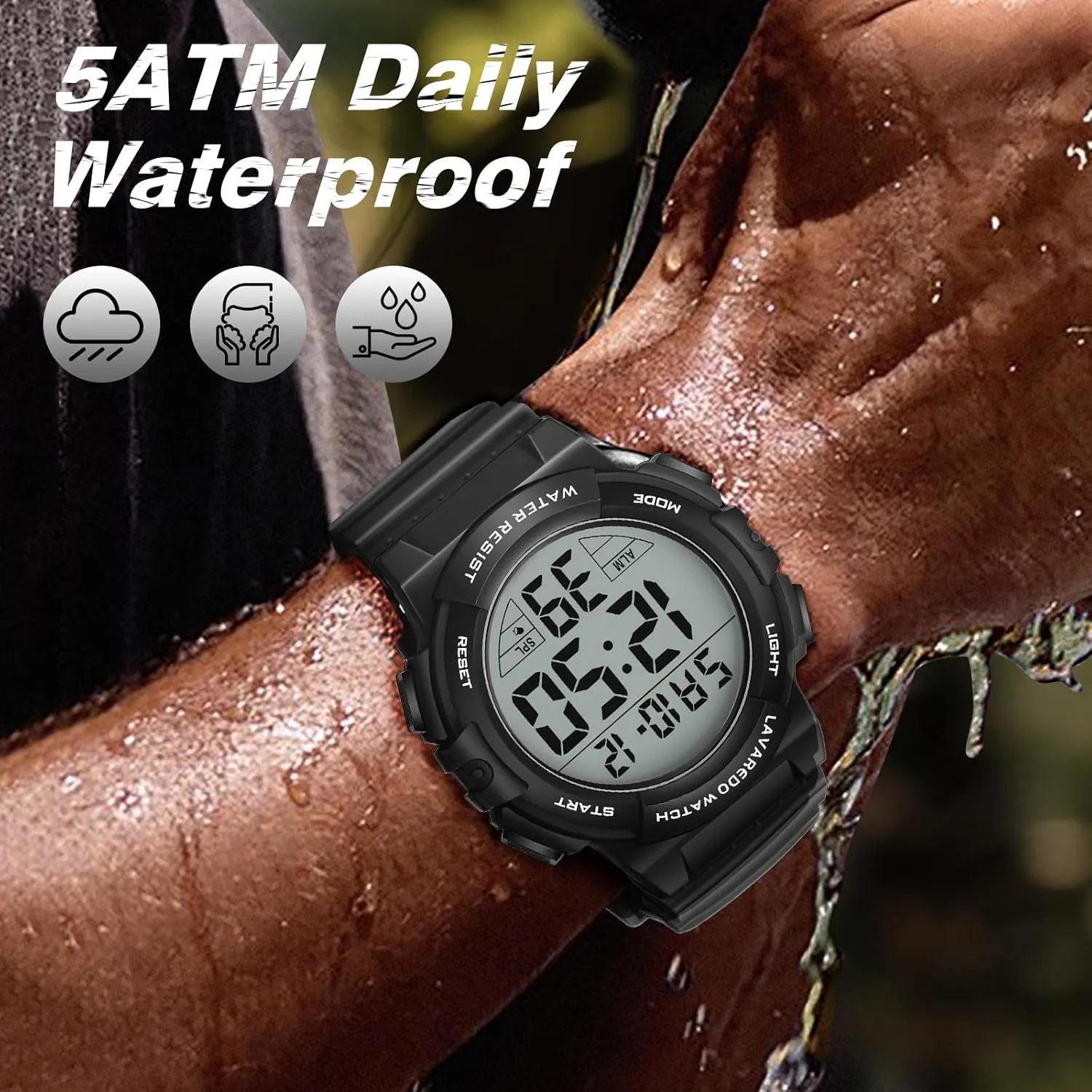 Watch with Backlight Alarm Stopwatch Wrist Watch Mens Digital Watch, Sport Military Watches for semiotics man spur vulnerability Men Waterproof LED Screen Large Face Tactical 