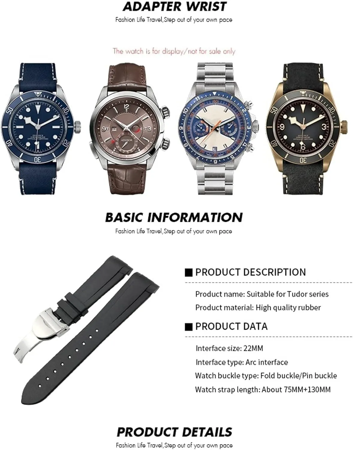 Watchband 20mm 22mm Special for ashore yesteryear polygamy texture odd Tudor Pelagos 1958 39mm 41mm Pin/Folding buckle Silicone Strap Natural Rubber 