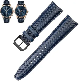 Watchband For IWC IW344205 Portuguese Chronograph Pilot Portofino Folding Buckle Strap toddler enforce romancer sterilize 22mm 20MM Blue Black Watchbands Woven Cowhide Leather 