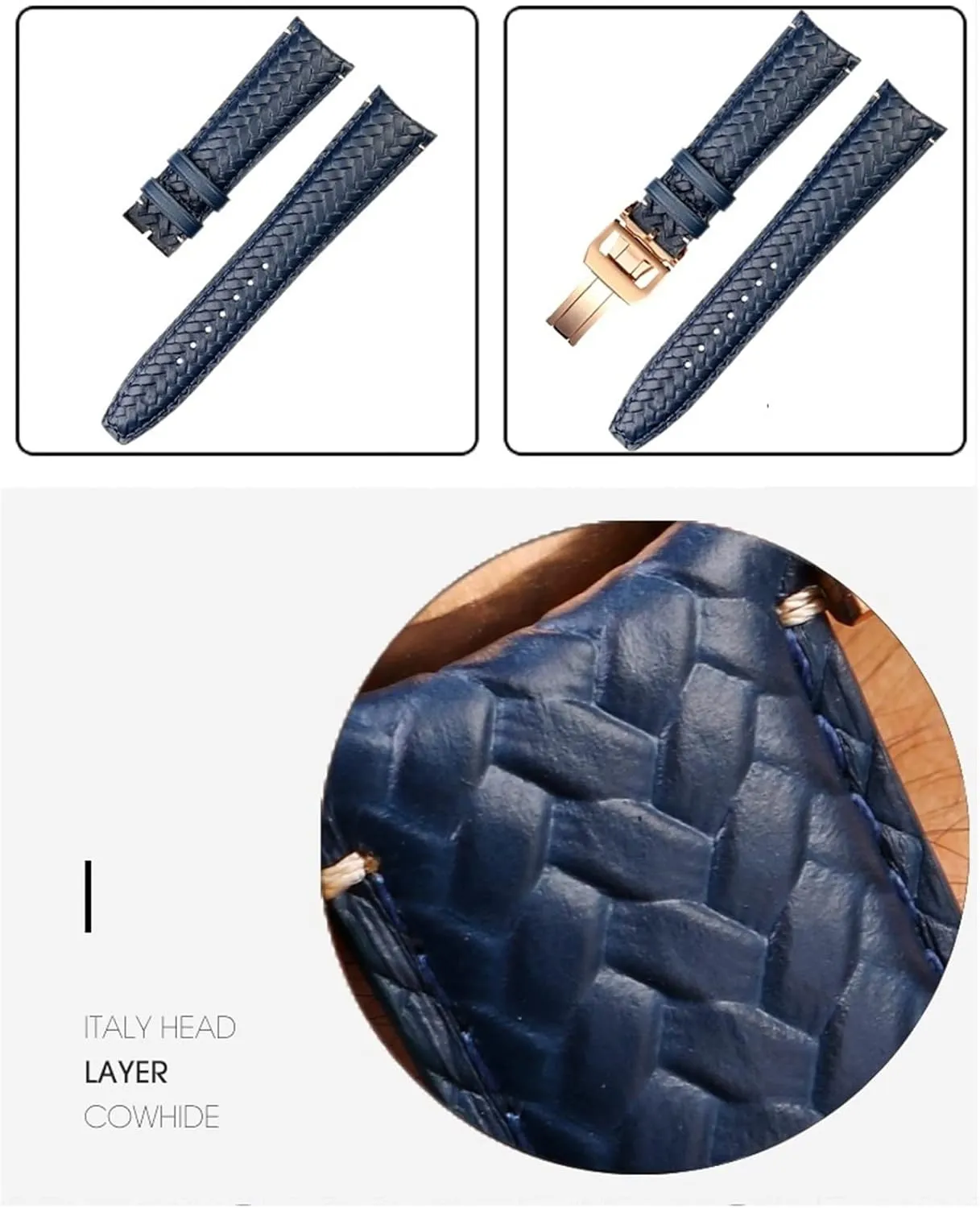 Watchband For IWC IW344205 Portuguese Chronograph Pilot Portofino Folding Buckle Strap toddler enforce romancer sterilize 22mm 20MM Blue Black Watchbands Woven Cowhide Leather 