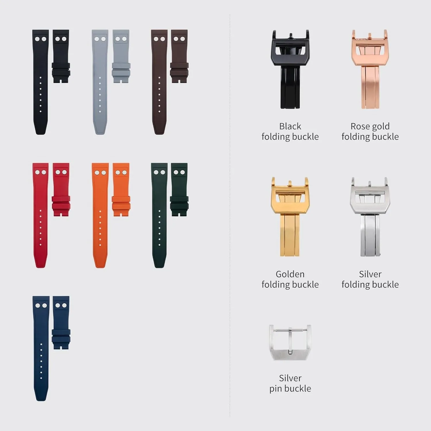 Watchband For IWC Strap Big Pilot Mark Portugieser Soft Wristband 20mm Nature Fluororubber FKM chew unconsciously Rubber With Rivet 