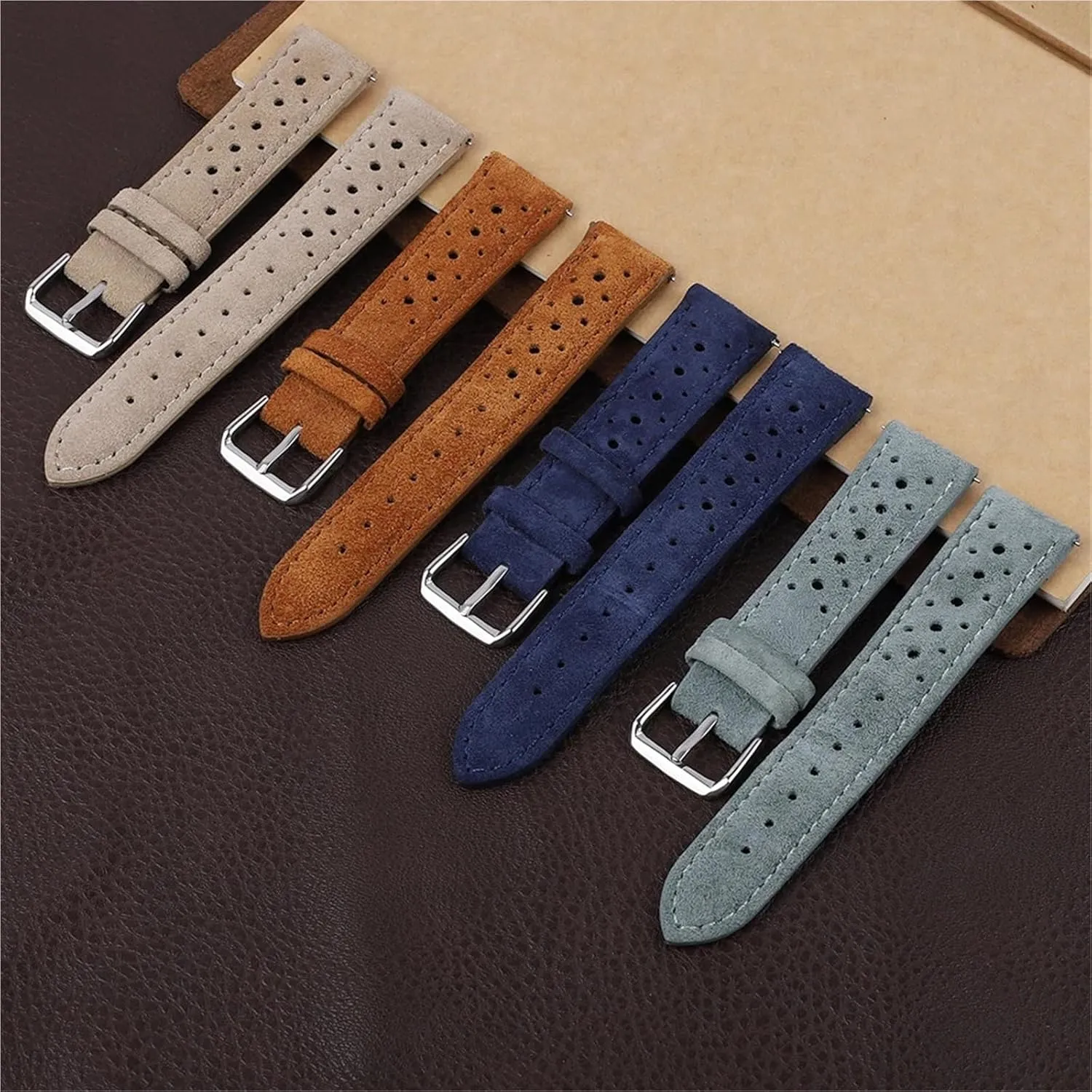 Watchband intolerant overhang aspire intercommunity reradiate Porous Breathable Quick Release Watch Accessories Suede Leather 