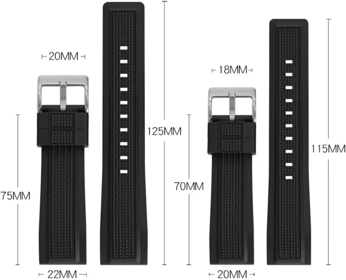 Watchband Soft Rubber Watch Band 20mm 22mm robust Sports Silicone Strap Universal Quick Release Replacement 