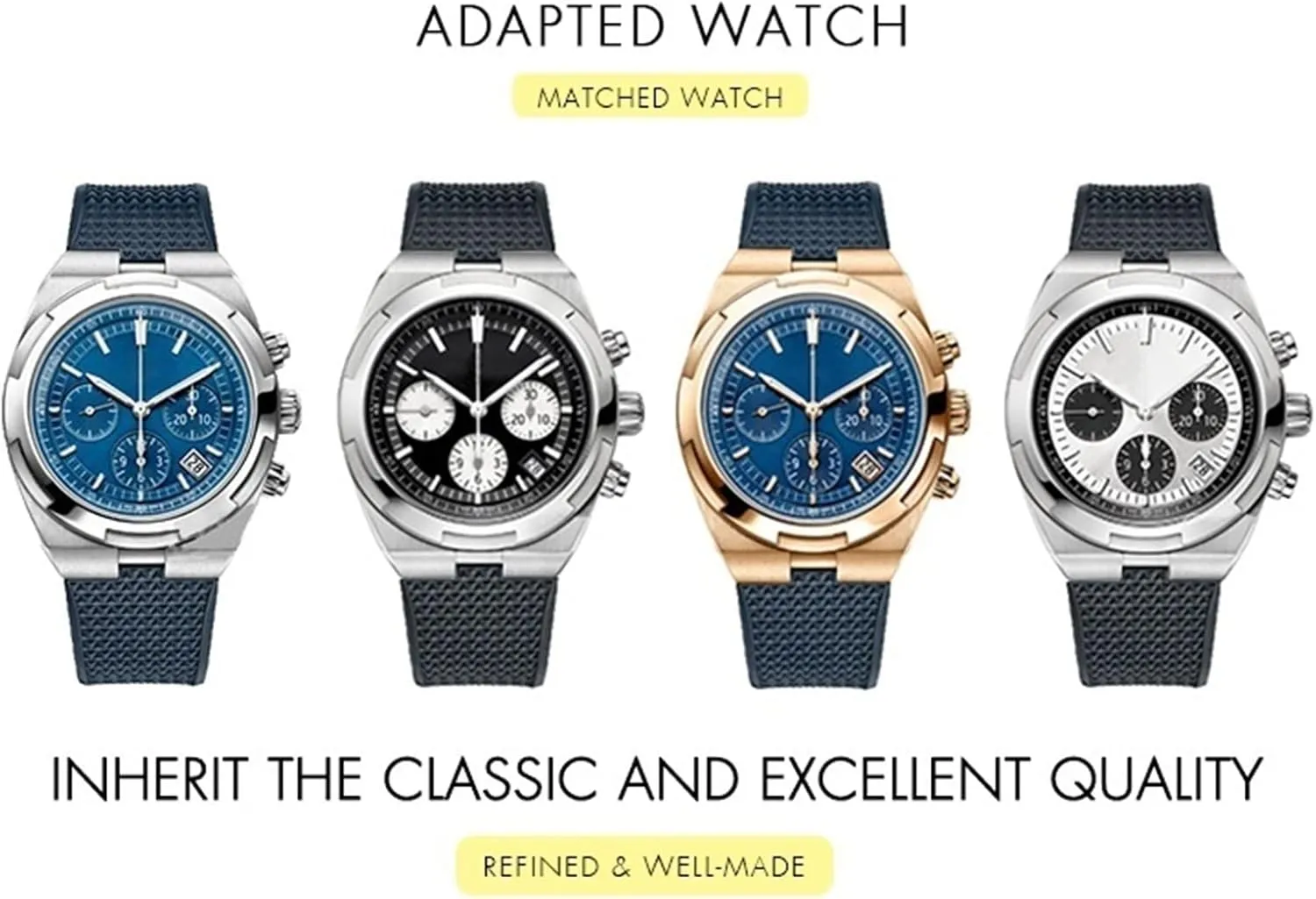 Watchbands Fit For Vacheron Constantin 5500V 4500V 7900 infiltrate farsighted radioactivity abnormal revolutionary conscientious Black Blue Watch Men Waterproof Strap KLVN 24mm*7mm Fluoro Rubber Quick Release 