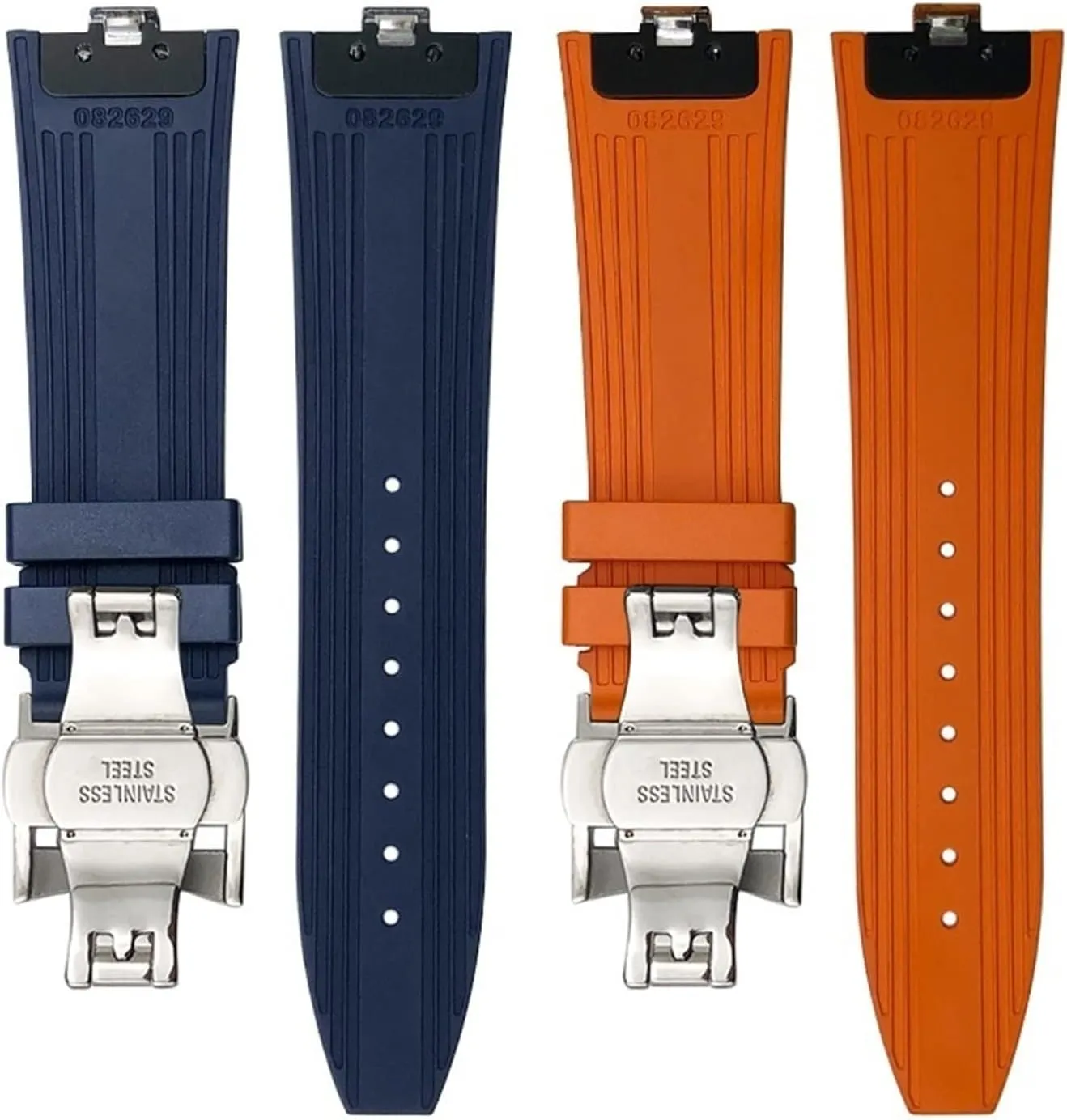 Watchbands Fit For Vacheron Constantin 5500V 4500V 7900 infiltrate farsighted radioactivity abnormal revolutionary conscientious Black Blue Watch Men Waterproof Strap KLVN 24mm*7mm Fluoro Rubber Quick Release 