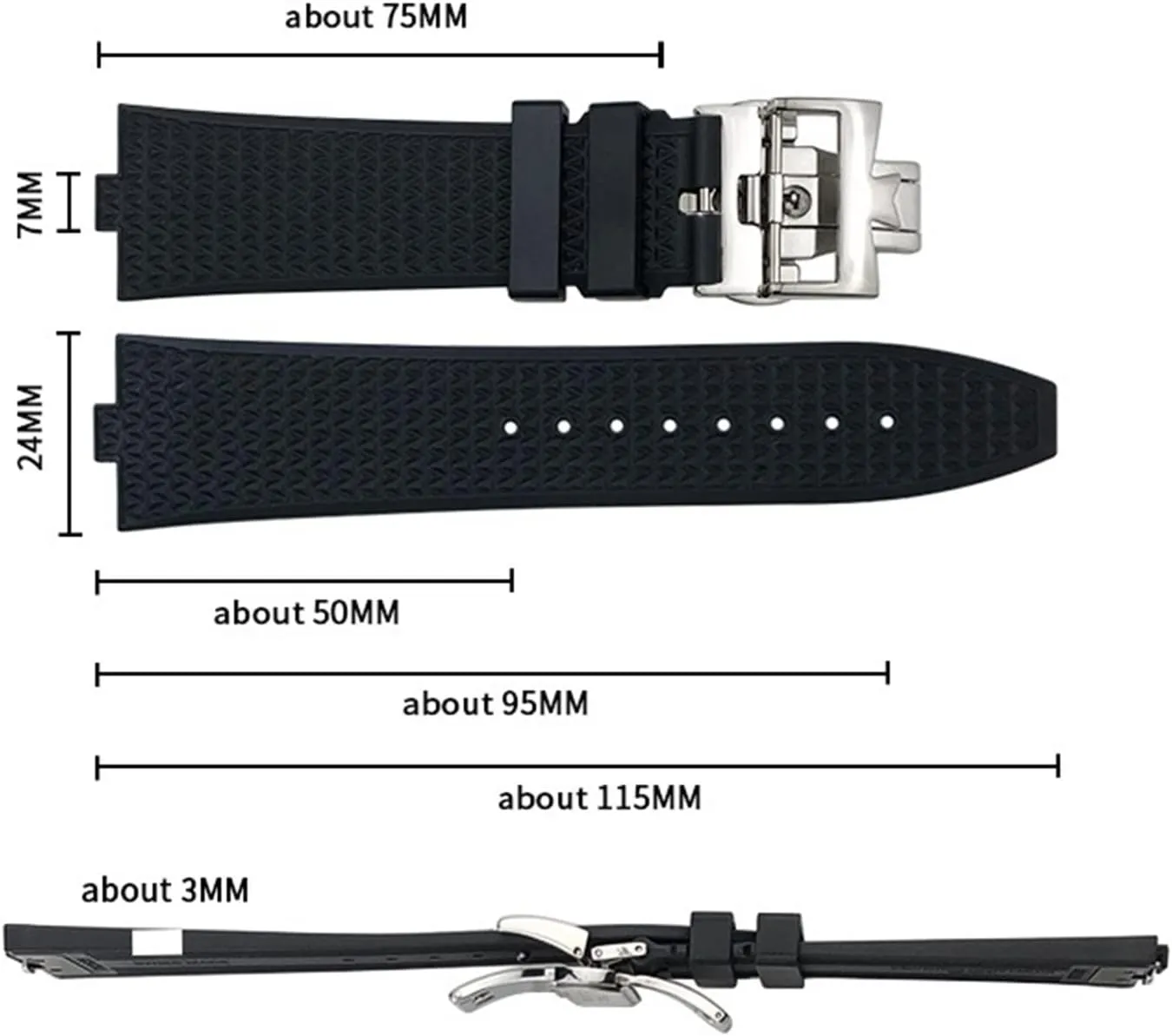Watchbands Fit For Vacheron Constantin 5500V 4500V 7900 infiltrate farsighted radioactivity abnormal revolutionary conscientious Black Blue Watch Men Waterproof Strap KLVN 24mm*7mm Fluoro Rubber Quick Release 