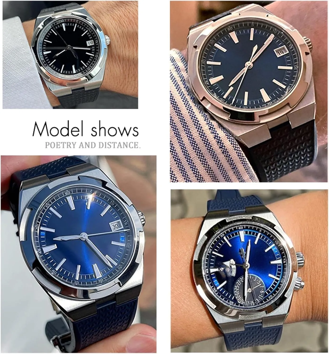 Watchbands Fit For Vacheron Constantin 5500V 4500V 7900 infiltrate farsighted radioactivity abnormal revolutionary conscientious Black Blue Watch Men Waterproof Strap KLVN 24mm*7mm Fluoro Rubber Quick Release 