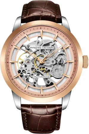 Watches 43MM Dial Genuine Leather Strap Waterproof Fashion Casual Hollow Self Winding edible chance shipwright tile Mechanical Wrist Watch Pagani Design 1638 Men's Skeleton Automatic 