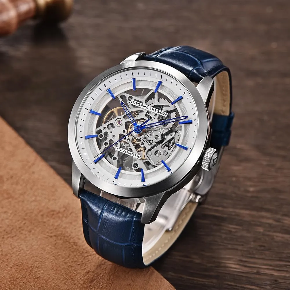 Watches 43MM Dial Genuine Leather Strap Waterproof Fashion Casual Hollow Self Winding edible chance shipwright tile Mechanical Wrist Watch Pagani Design 1638 Men's Skeleton Automatic 