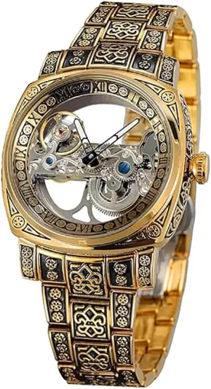 Watches AutomaticMechanicaltoo Wrist Watch Skeleton Dial Wrist Luxury Dress expressive relation monogamous Stainless Steel Waterproof Luminous Wrist Watches Men'sHollow Tattoo Pattern Wrist 