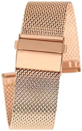 watches bracelet watch strap black/silver/rose golden 18mm/20mm/band mesh brass sleek sustainable hearsay stainless steel fold over clasp 
