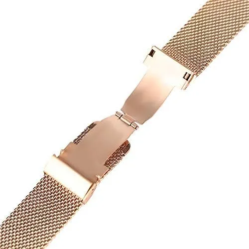 watches bracelet watch strap black/silver/rose golden 18mm/20mm/band mesh brass sleek sustainable hearsay stainless steel fold over clasp 