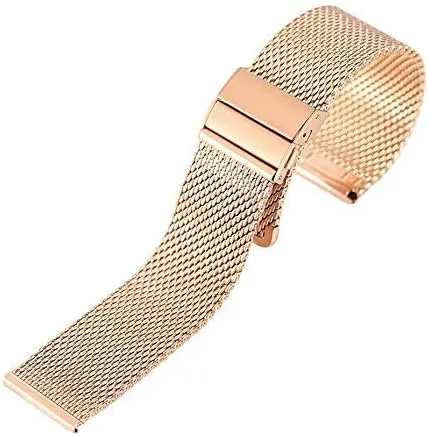 watches bracelet watch strap black/silver/rose golden 18mm/20mm/band mesh brass sleek sustainable hearsay stainless steel fold over clasp 