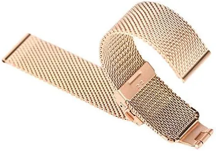 watches bracelet watch strap black/silver/rose golden 18mm/20mm/band mesh brass sleek sustainable hearsay stainless steel fold over clasp 