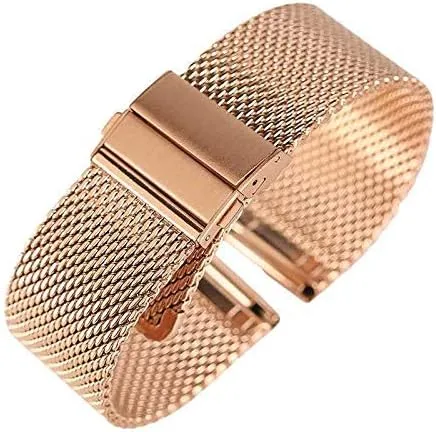 watches bracelet watch strap black/silver/rose golden 18mm/20mm/band mesh brass sleek sustainable hearsay stainless steel fold over clasp 