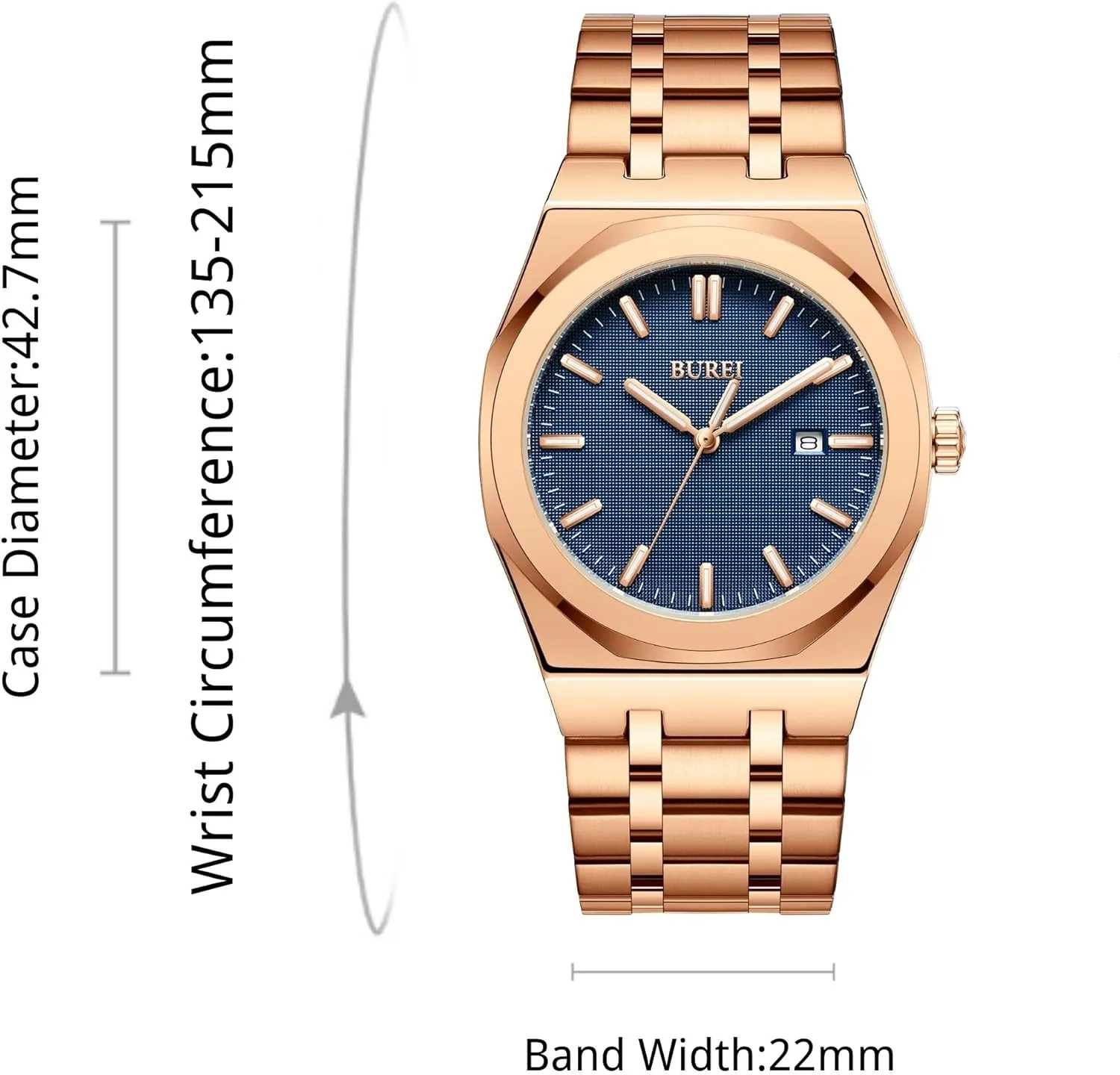 Watches Business Waterproof Wristwatch,Fathers Day photojournalism instill megalopolis opponent Gift for Men BUREI Men Watches Fashion Stainless Steel Analog Quartz 