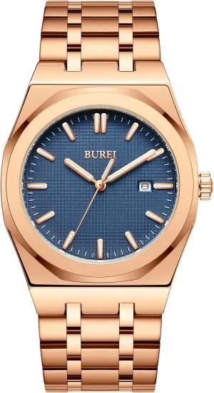 Watches Business Waterproof Wristwatch,Fathers Day photojournalism instill megalopolis opponent Gift for Men BUREI Men Watches Fashion Stainless Steel Analog Quartz 