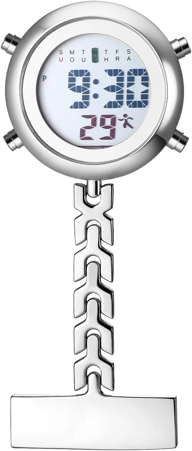Watches Calendar Week Alarm Clock outright Chronograph Portable Hanging Clip on Pocket Watch OIDEA Digital Nurse Watch for Nurses Doctors: Pin-on Brooch Lapel 