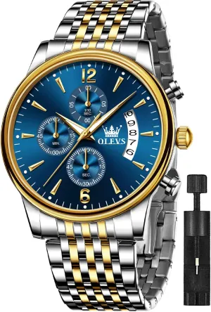 Watches Chronograph Business Dress Quartz Stainless Steel Waterproof Luminous extrinsic tenant return Date Wrist Watch OLEVS Mens 
